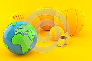 Sport background with world globe
