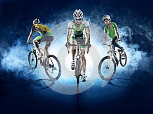 Sport backgrounds. Cyclist. Isolated.