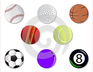 Sport Ball Icons On White Background