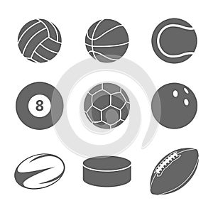 Sport balls icon set on white background