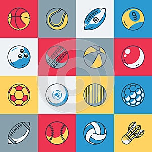 Sport balls icons set