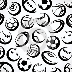 Sport balls pattern background set. Collection icons sport balls. Vector