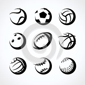 Sport balls set. Collection icons sport balls. Vector