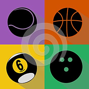 Sport balls silhouettes vector set