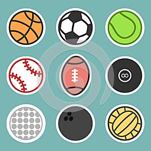 Sport balls sticker collection.