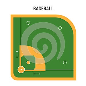 Sport Baseball court. Top view. Green grass playground