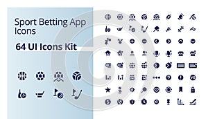 Sport betting app black glyph ui icons kit