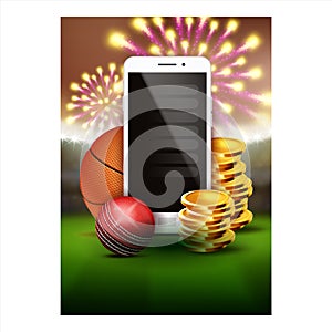 Sport Betting Online App Promotional Banner Vector
