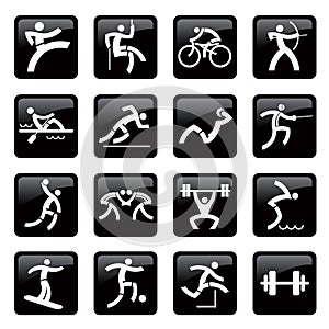 Sport black web icons buttons