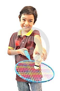 Sport boy play badminton