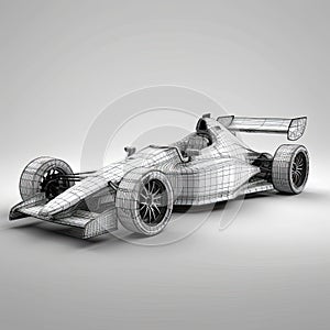 sport car 3d render on gray background with shadow and shadow, Sport car racing formula one race track line art, AI Generated