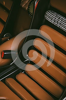 Sport car with brown leather interior