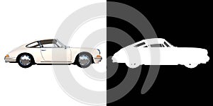 Sport car city tourism luxury transport 1 1960s - Lateral view white background alpha png 3D Rendering Ilustracion 3D