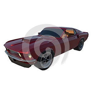 sport car city tourism luxury transport 1960s 2- Perspective view white background 3D Rendering Ilustracion 3D