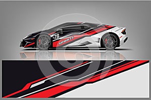 Sport Car decal wrap design vector. Graphic abstract stripe racing background kit designs for vehicle