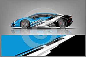 Sport Car decal wrap design vector. Graphic abstract stripe racing background kit designs for vehicle