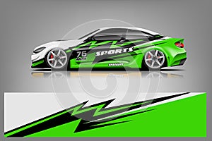Sport Car decal wrap design vector. Graphic abstract stripe racing background kit designs for vehicle