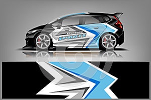 Sport Car decal wrap design vector. Graphic abstract stripe racing background kit designs for vehicle
