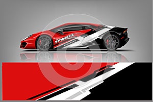 Sport Car decal wrap design vector. Graphic abstract stripe racing background kit designs for vehicle photo