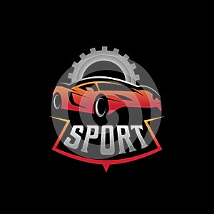 sport car garage icon logo template vector illustration design. car repair service, automotive and gear logo concept