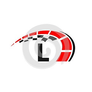 Sport Car Logo On Letter L Speed Concept. Car Automotive Template For Cars Service, Cars Repair With Speedometer L Letter Logo