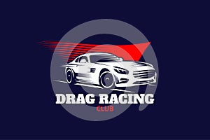 Sport car logo vector 100 % racing club