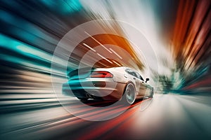 Sport car on the road with motion blur background. Clip-art