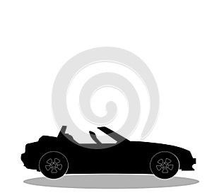 Sport car without roof logo, sign, label, clip art for design.