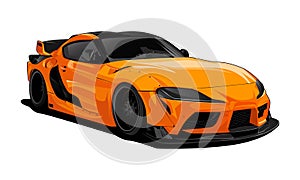 Sport Car Supra Orange Vector Illustration