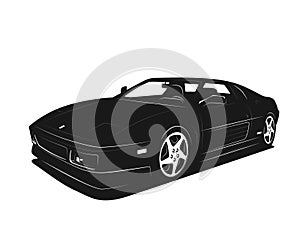 Sport car vector illustration. Black and white silhouette. Power fast luxury vehicle