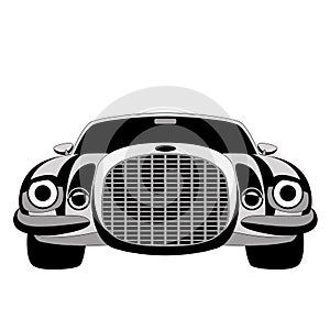 Sport car,vector illustration , lining draw , front