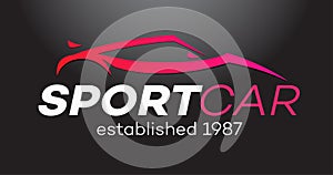 Sport car vector logo isolated on black background