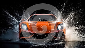 Sport car water splashes. Generate Ai