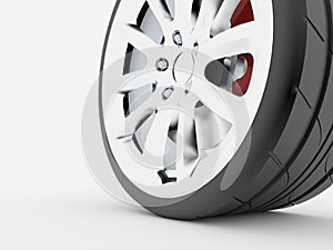 Sport car wheel rendered