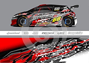 Sport car wrap decal vector kit. Racing background for vehicle or extreme sport jersey team.