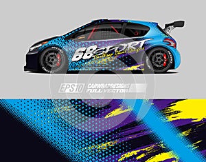 Sport car wrap design illustration