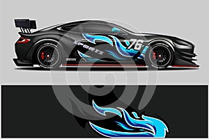 Sport Car wrap design vector, truck and cargo van decal. Graphic abstract stripe racing background designs for vehicle, rally, rac