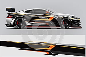 Sport Car wrap design vector, truck and cargo van decal. Graphic abstract stripe racing background designs for vehicle, rally, rac