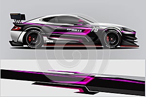 Sport Car wrap design vector, truck and cargo van decal. Graphic abstract stripe racing background designs for vehicle, rally, rac