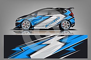 Sport Car wrap design vector, truck and cargo van decal. Graphic abstract stripe racing background designs for vehicle, rally, rac photo