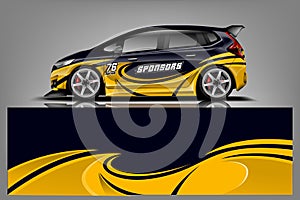 Sport Car wrap design vector, truck and cargo van decal. Graphic abstract stripe racing background designs for vehicle, rally, rac photo