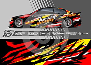 Sport car wrap designs illustrations
