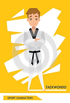 Sport characters taekwondo player vector