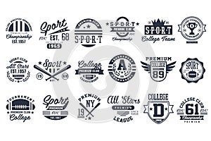 Sport club logo design set, baseball retro emblem, label, badge vector illustrations