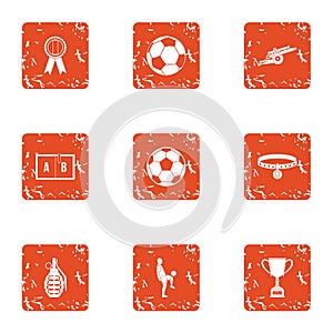 Sport clubhouse icons set, grunge style