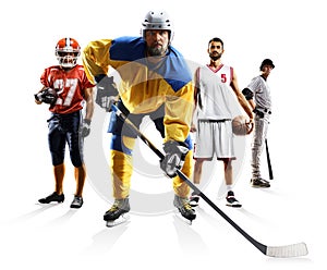 Sport collage american football basketball baseball ice hockey etc