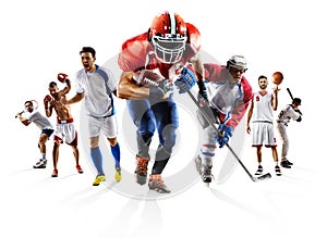 Sport collage boxing soccer american football basketball baseball ice hockey etc