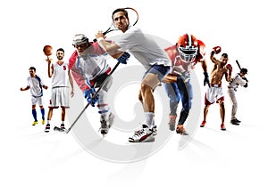 Sport collage boxing soccer american football basketball baseball ice hockey etc photo