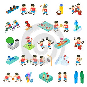 Sport competition icons set, isometric style