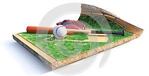 Sport concept. Baseball field on a piece of ground isolation on a white background